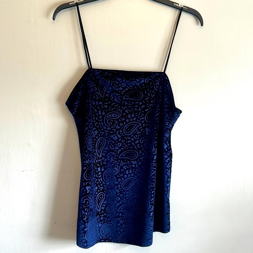 Blue velvet tank top SMALL